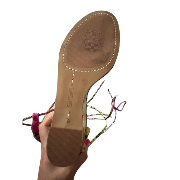 VINCE CAMUTO Multicolor Snake Print Leather Lace Up Wedges Size 8 - Picture 6 of 9